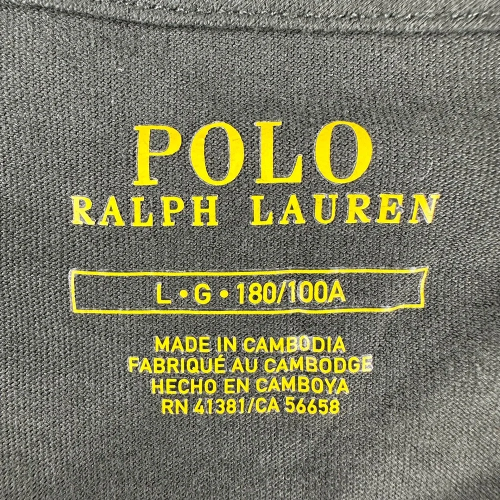 Polo Ralph Lauren Long Sleeve T-Shirt Mens L Large Olive Green Purple Pony Logo